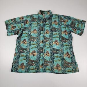 Kahala Reverse Hawaiian Fish Shirt Button Up Short Sleeve Shirt Mens Sz XL Aloha